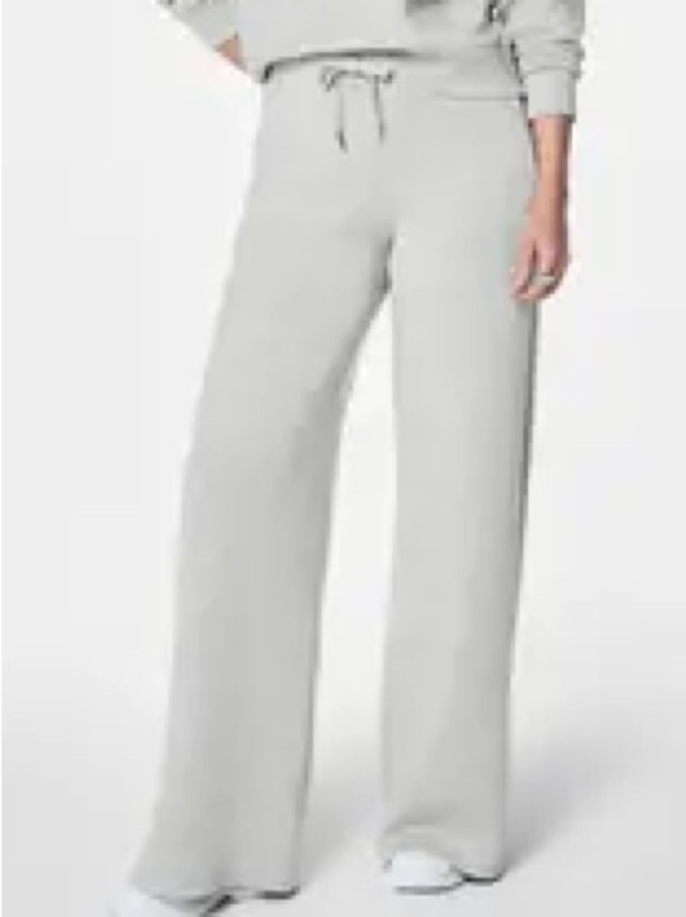 SPANX Wide Leg Drawstring Sweatpants - Light Gray
